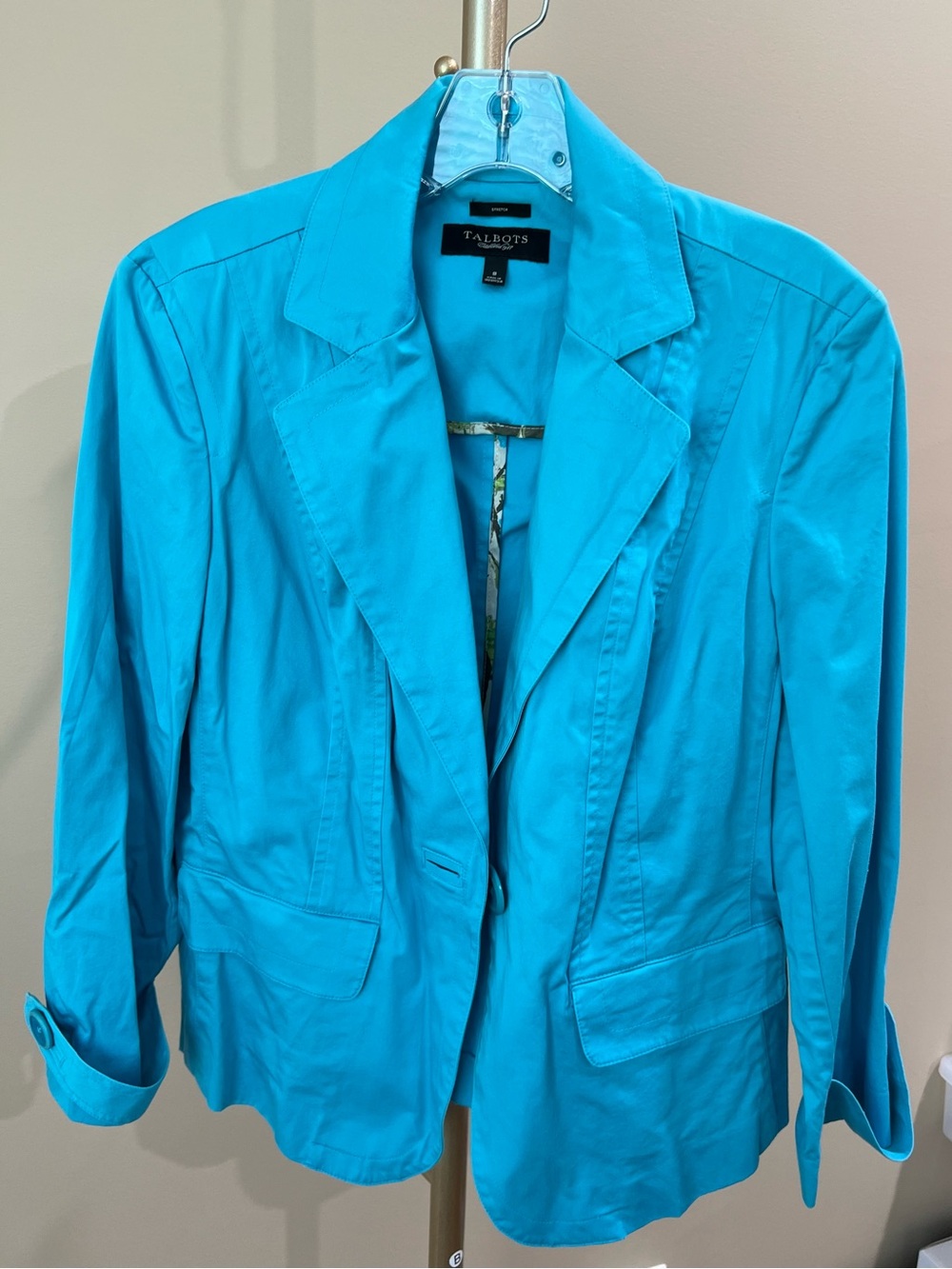 Talbots Bright Turquoise Cotton Blazer Jacket